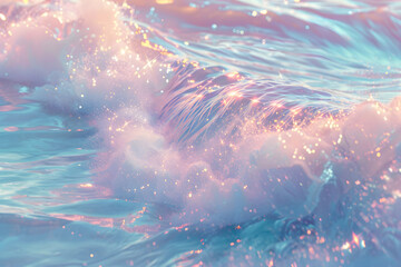 パステルカラーのティファニーブルーとピンク色の波模様の背景