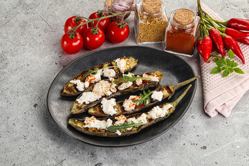 Grilled eggplant with feta cheese