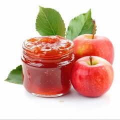 Apple jam isolated on white background