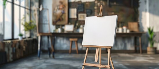 Mockup of a shop sign on an easel