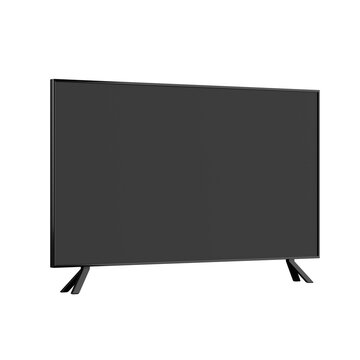 Black flat screen television isolated background 3D realistic render