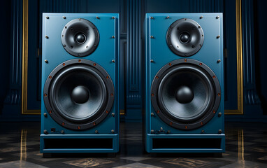 modern stereo audio blue speakers for listening to music. wideband sound system - 766785915