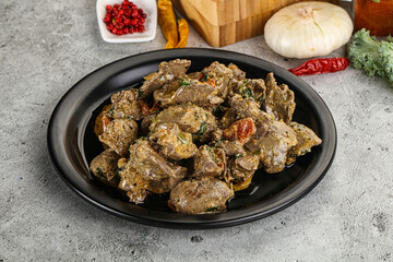 Chicken liver in cream sauce