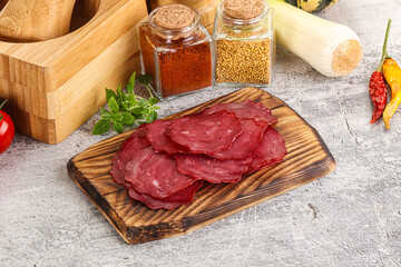 Smoked beef meat - Pastrami slices