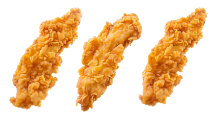 Set of chicken strips isolated on transparent background