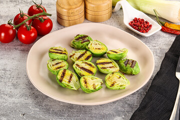 Grilled green brussel sprout cabbage