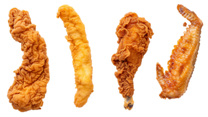 Set of chicken strips isolated on transparent background
