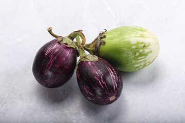 Heap of raw asian baby eggplant