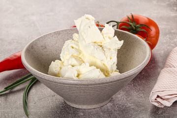 Soft Philadephia cheese in the bowl