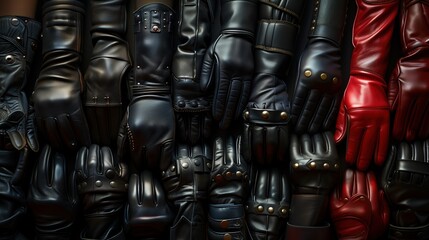 female hands in leather gloves