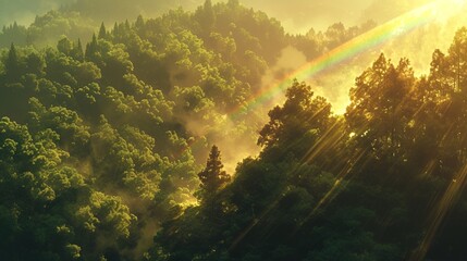 森林の夕日、虹14