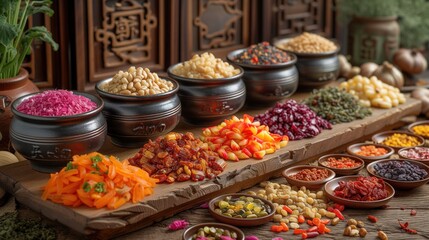 Fototapeta premium background of various spices closeup