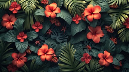 background of fresh leaves of tropical plants