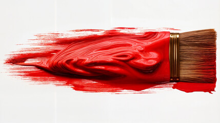 Red oil paint line of paint isolated on transparent background. Red stroke of paint texture isolated on transparent background Red paint brush stroke isolated over.