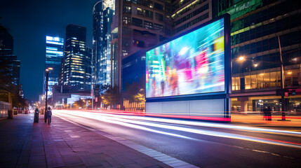 Illuminated Advertising Billboard Promoting Innovation in Urban Landscape