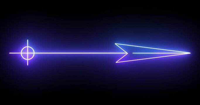 4K cool animated neon pink and blue colored arrow background. Glowing neon-colored arrow animated on a black background. Stunning 4K Animated neon growing colored arrow 