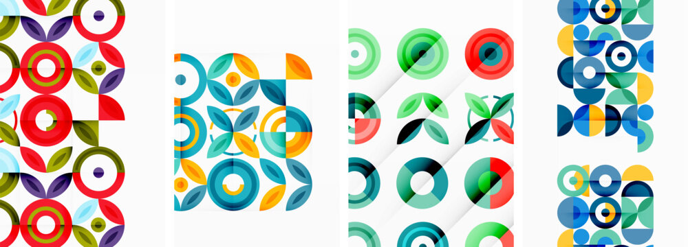 Round geometric elements and circles in background design for wallpaper, business card, cover, poster, banner, brochure, header, website