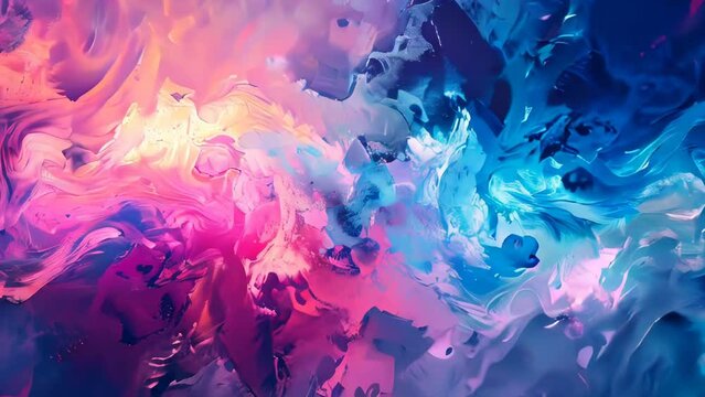 Abstract background of acrylic paint in blue, pink and purple colors.