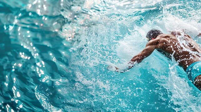 aqua dynamics: the graceful solitude of a swimmer from above