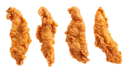 Set of chicken strips isolated on transparent background