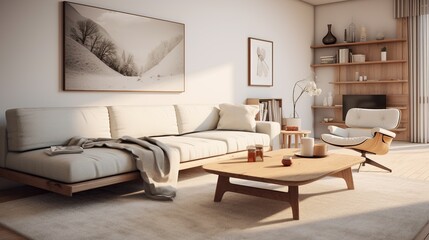 Obraz na płótnie Canvas Interior design of modern luxurious living room with sophisticated palette 