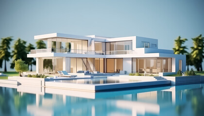 Beautiful white villa with swimming pool