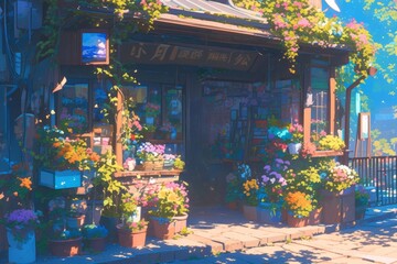 Flowershop, anime wallpaper, manga, art