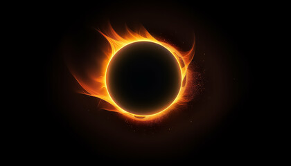 portal or burning ring on black background