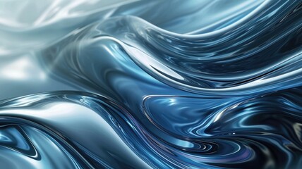 The abstract picture of the two colours of blue and silver colours that has been created form of the waving shiny smooth satin fabric that curved and bend around this beauty abstract picture. AIGX01. - obrazy, fototapety, plakaty