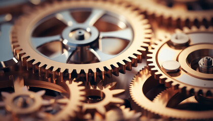 Gears in the mechanism close-up