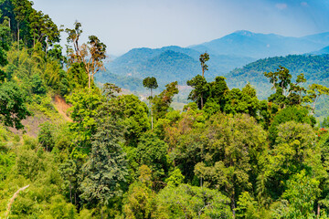 Mountain landscape.
Laos bordering Vietnam. A mountainous area.