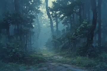 Anime forest, background, nature wallpaper