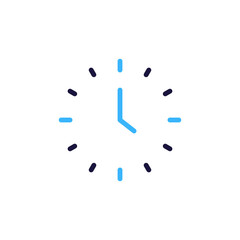 Minimalist clock icon vector illustration. Simple thin line stroke time graphic element. Time Management and scheduling