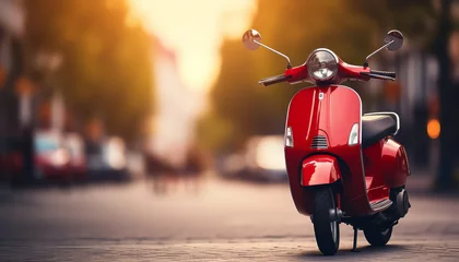 Foto op Canvas Red scooter in European street © terra.incognita