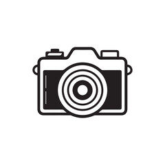 Camera icon. Black camera icon on white background. Vector illustration