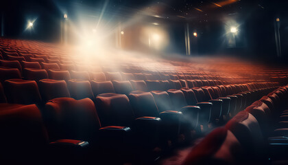 Spotlight in the cinema with comfortable seating - obrazy, fototapety, plakaty
