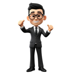 cartoon business asian man isolated on white background