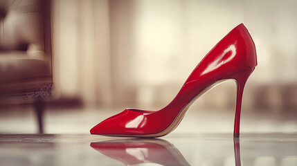 red high heels , generative ai - obrazy, fototapety, plakaty