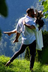 Sexy kiss. Couple in love kissing. Sensual kiss. Romantic moment. Tender lovers. Couple embrace and...