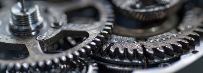 Closeup on the gears and rings of a DSLR zoom lenss mechanism - obrazy, fototapety, plakaty