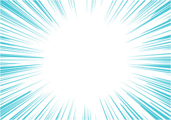 漫画で使える集中放射線2透過PNG青色