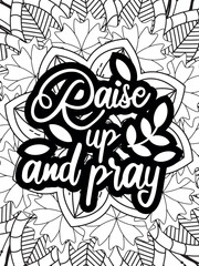 Christian Quotes Flower Coloring Page Beautiful black and white illustration for adult coloring book