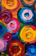 Oil painted colorful abstract round shapes.