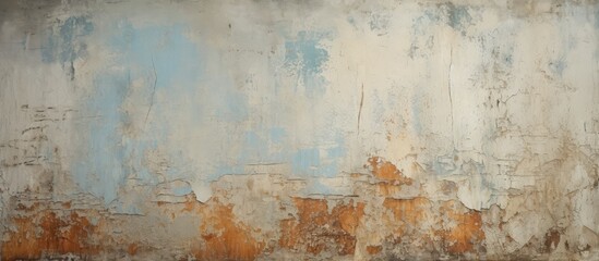 Old weathered wall showing signs of deterioration with peeling blue and white paint layers