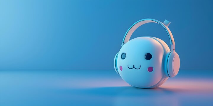 Energetic Headphone Character Pumping Motivational Tunes for Moving to the Beat