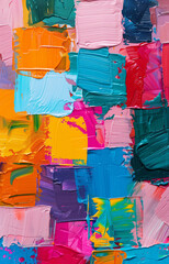 Oil painted colorful abstract rectangle shapes.