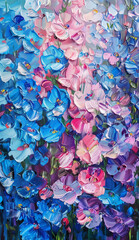 Oil Painting of Colorful Flowers in Full Bloom