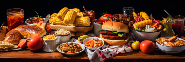 American Feast: A Colorful Spread of Classic American Dishes