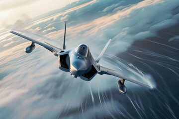 Precision and power captured in an AI-generated image of a fighter plane in motion - obrazy, fototapety, plakaty