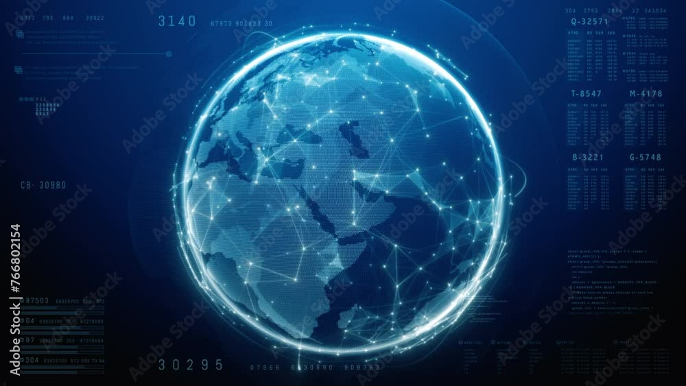 Poster digital globe network and data analytics visualization
